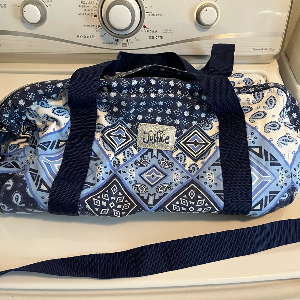 Justice Blue Patterned Duffel Bag